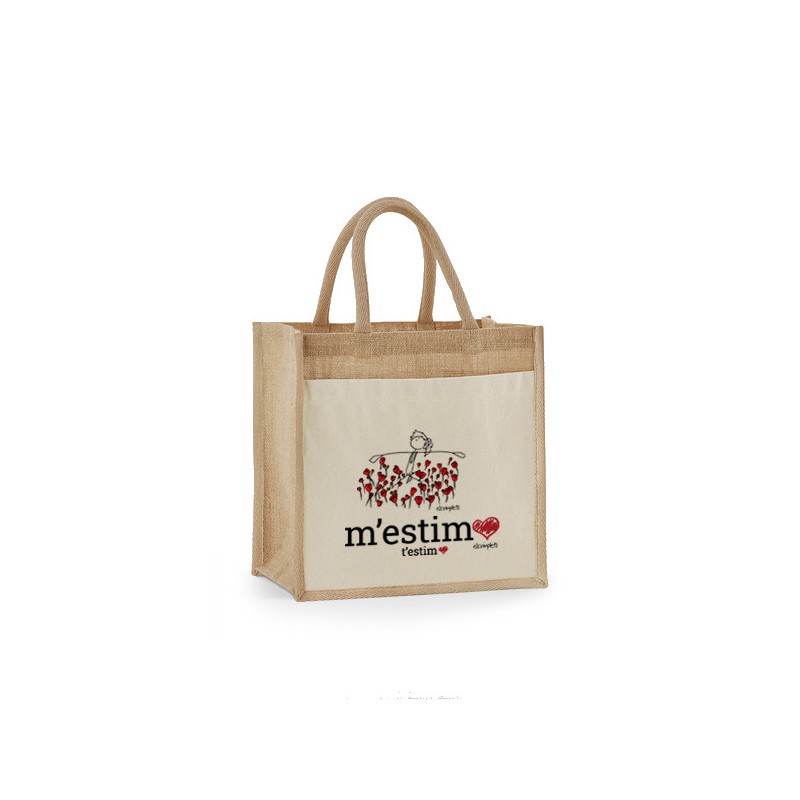 em tornes Ximplets - Bossa midi de jute Natural amb Butxaca de Cotó