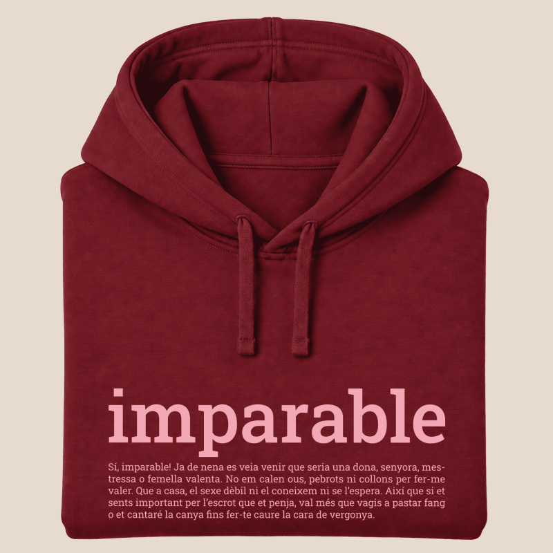 IMPARABLE - dessuadora tallatge unisex caputxa