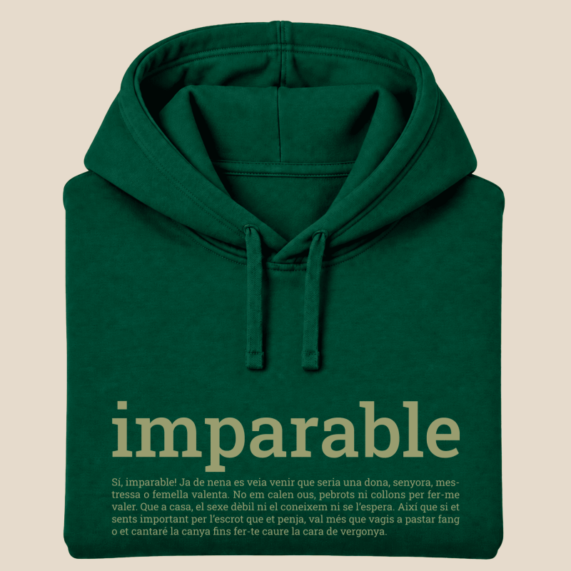 IMPARABLE - dessuadora tallatge unisex caputxa