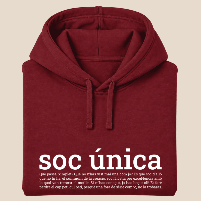SOC UNICA - Dessuadora caputxa tallatge unisex