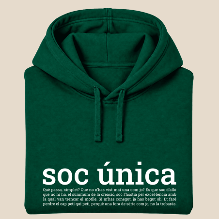 SOC UNICA - Dessuadora caputxa tallatge unisex