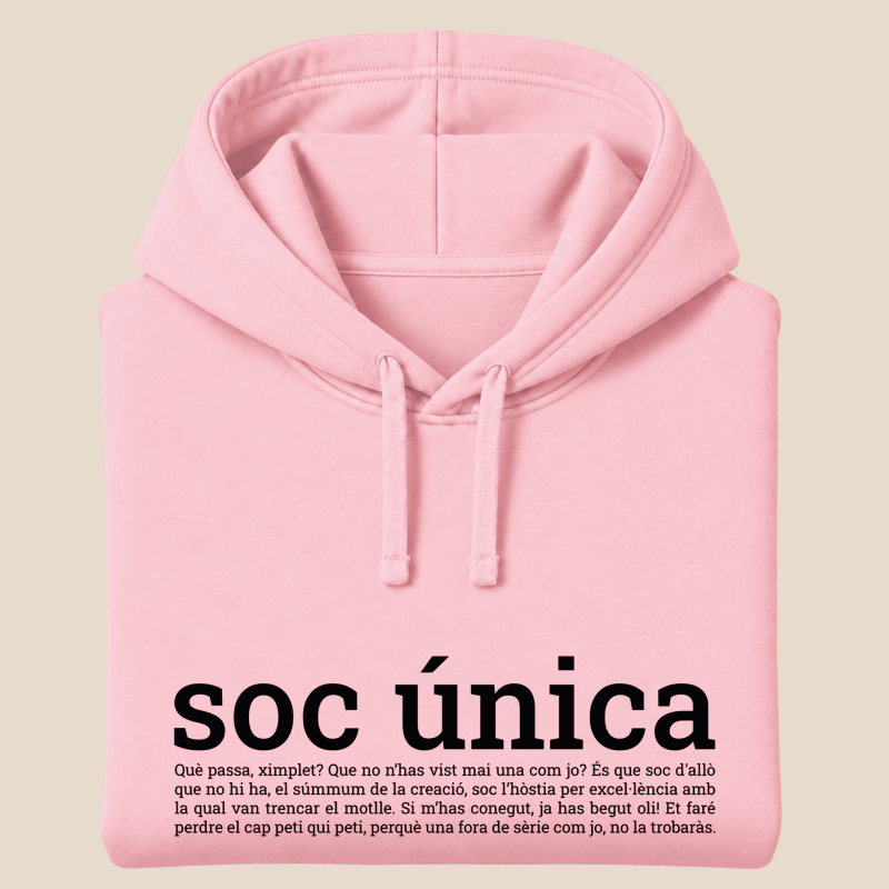 SOC UNICA - Dessuadora caputxa tallatge unisex