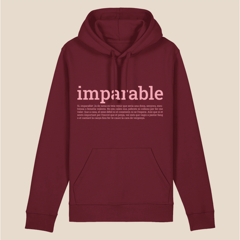 IMPARABLE - dessuadora tallatge unisex caputxa