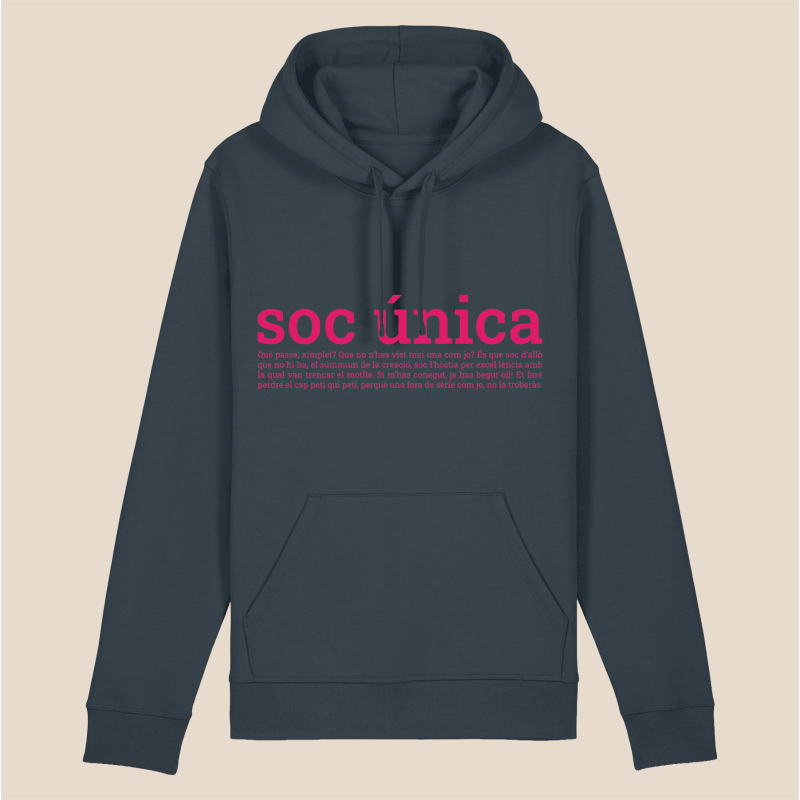 SOC UNICA - Dessuadora caputxa tallatge unisex
