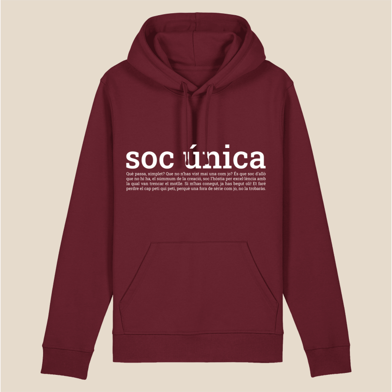 SOC UNICA - Dessuadora caputxa tallatge unisex